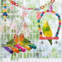 "11-Piece Fun Wooden Bird Toys Set for Parrots – Swing, Chew, and Play!"