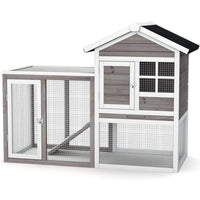 Deluxe 2-Story Wooden Rabbit & Chicken Hutch with Spacious Run Area