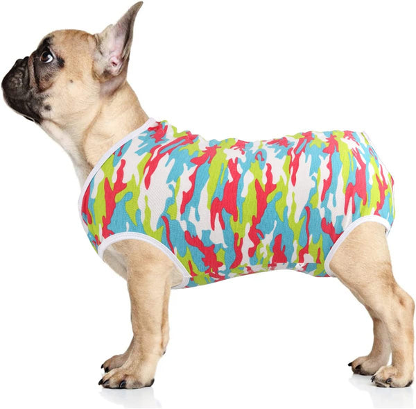 "Ultimate Dog Diapers: Camo Sanitary Panties & Recovery Suit for Male & Female Dogs - Perfect for Periods & Post-Surgery Comfort!"