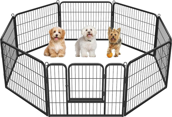 Professional Title: "8-Panel Heavy Duty Extra Wide Outdoor Dog Playpen for Large/Medium/Small Animals - Foldable Puppy Exercise Pen for Garden, Yard, RV, Camping - 24"H x 32"W"