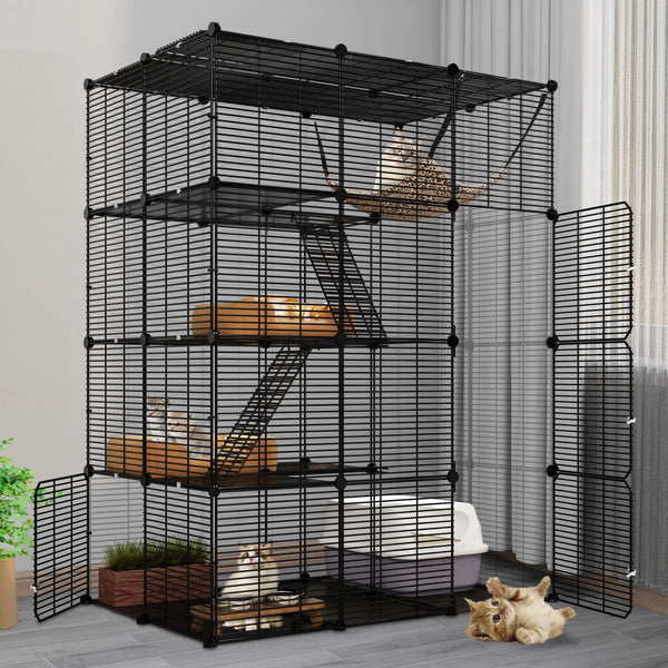 Luxury Cat Mansion with Hammock -  Ultimate Cat Paradise for Multiple Feline Friends