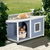  Dog House with Porch and Window Outdoor.   