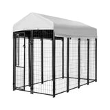 Spacious Black Welded Wire Dog Kennel - 8ft x 4ft x 6ft for Ultimate Pet Comfort