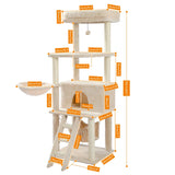 "Multi-Level Cat Tree Scratching Tower with Condo, Hammock, and Interactive Toy Ball"