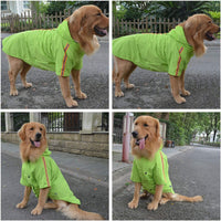 "Vibrant Green XL Reflective Hooded Dog Raincoat - Stylish & Lightweight Poncho for All Breeds!"