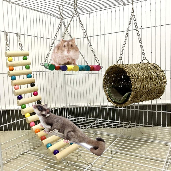 3-Piece Pet Hammock Set for Small Animals - Fun Hanging Beds & Play Toys for Hamsters, Sugar Gliders, Squirrels, and More!