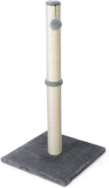 Professional title: 
"31-Inch Tall Cat Scratching Post with Hanging Ball, Sisal Rope, and Stable Design for Large Indoor Cats - Grey"