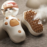 Electric Paw-Shaped Cat and Dog Grooming Brush with Steam and Water Spray for Bathing and Massage