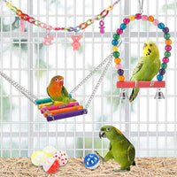 "11-Piece Fun Wooden Bird Toys Set for Parrots – Swing, Chew, and Play!"