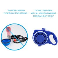 "Ultimate 4-in-1 Durable Retractable Dog Leash with Water Bottle and Bowl for Active Adventures!"