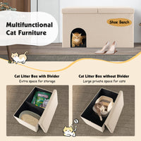 Cat Litter Box Enclosure Hidden Furniture with Urine Proof Litter Mat