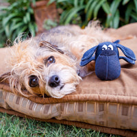 Squeakier Vintage Denim Dog Toy - Adorable 8" Plush with Lambs wood