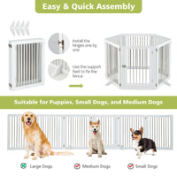 Freestanding 6-Panel Dog Gate with 4 Support Feet for Stairs