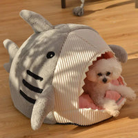 Luxury Plush Shark Bed for Cat and Small Dog 