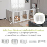 Freestanding 6-Panel Dog Gate with 4 Support Feet for Stairs