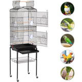 64" Large Rolling Metal Bird Cage with Open Top, Black