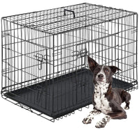 "Large Metal Folding Dog Crate Cage for Big Dogs - Double Door Design"