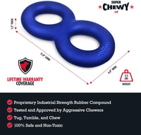 Tough Dog Double Ring Toy - Super Chewy Natural Rubber for Active Play and Aggressive Chewers