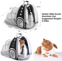 Bubble Expandable Cat Backpack Pet Travel Carrier for Cats and Dogs (Black-Expandable)