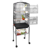 "Premium 59-Inch Wrought Iron Bird Cage with Rolling Stand"