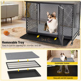 "Premium Wooden Dog Crate with Plush Bed and Tray - Ideal for Dogs of All Sizes"