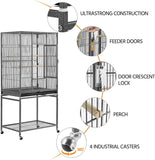 Large 54-Inch Wrought Iron Bird Cage with Stand for Small Parrots and Finches