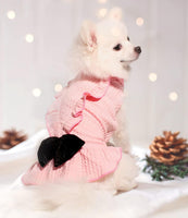 "Adorable Pink Dog Birthday Dress - Princess Turtleneck Skirt with Velvet Bow for Small & Medium Girls!"