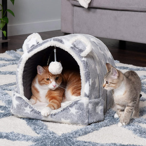 Cozy Washable Tent Bed Cave for Indoor Cats & Small Dogs 