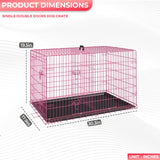 30 Inch Pink Metal Dog Crate with Double Doors.      