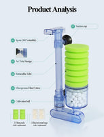 Professional Title: "Ultra Quiet Aquarium Biochemical Sponge Filter with Air Pump and Media Balls - 2 Sponges Included"