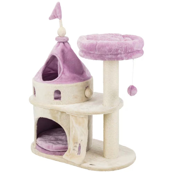 Chic Beige and Purple My Darling Cat Castle - The Ideal Sanctuary for Your Feline Companion