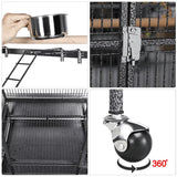 "Chic & Roomy 68.5'' Black Metal Rolling Bird Cage - The Ultimate Aviary for Your Parrots!"