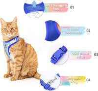 Adjustable Cat Harness and Leash Set for Walking - Escape Proof Vest for Large and Small Cats and Kittens