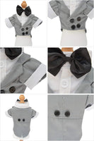 Formal Tuxedo Pet Costume with Black Bow Tie for Small Dogs and Cats - Gray (XS)