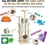 Professional title: 
"Multi-Level Cat Tree for Large Cats with Scratching Posts, Platform, Hammock, and Condo - Beige"