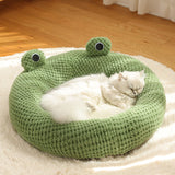 Cozy Little Frog Plush Nest for Small Pets - Perfect Autumn/Winter Home for Cats & Dogs Under 5KG