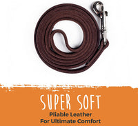 Premium Genuine Leather Dog Leash - 5 Ft Soft & Durable Lead for All Breeds - Stylish Distressed Design