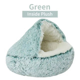 Cozy 2-in-1 Winter Plush Cat & Small Dog Bed & Sleep Bag 