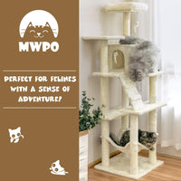 Professional title: 
"Multi-Level Cat Tree for Large Cats with Scratching Posts, Platform, Hammock, and Condo - Beige"