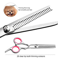 Professional Dog Grooming Scissors Set - Stainless Straight, Curved & Thinning Shears