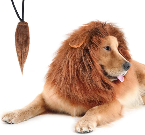 "Realistic Lion Mane Costume for Medium to Large Dogs - Perfect for Halloween Fun!"