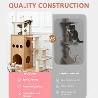 Elegant 51.2" Wooden Cat Tree - Perfect Tower for Large Cats!