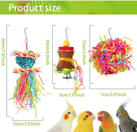 "Set of 4 Small Parrot Chewing and Foraging Toys for Bird Cage - Ideal for Parakeets, Parrotlets, Lovebirds, and Cockatiels"