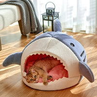 Luxury Plush Shark Bed for Cat and Small Dog 