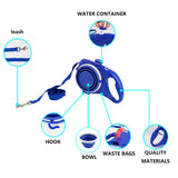 "Ultimate 4-in-1 Durable Retractable Dog Leash with Water Bottle and Bowl for Active Adventures!"