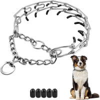 "Gold Adjustable Dog Prong Collar with Comfort Rubber Tips - Ideal for Small to Large Dogs"