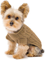 Cozy Camel Aran Knit Dog Sweater 