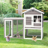 Deluxe 2-Story Wooden Rabbit & Chicken Hutch with Spacious Run Area