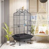 "Extra Large Rolling Bird Cage with Playtop for Parrots and Conures - 63''H"