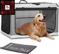 24-Inch Portable Collapsible Dog Crate - Lightweight, Sturdy, and Comfortable with Thick Mat 